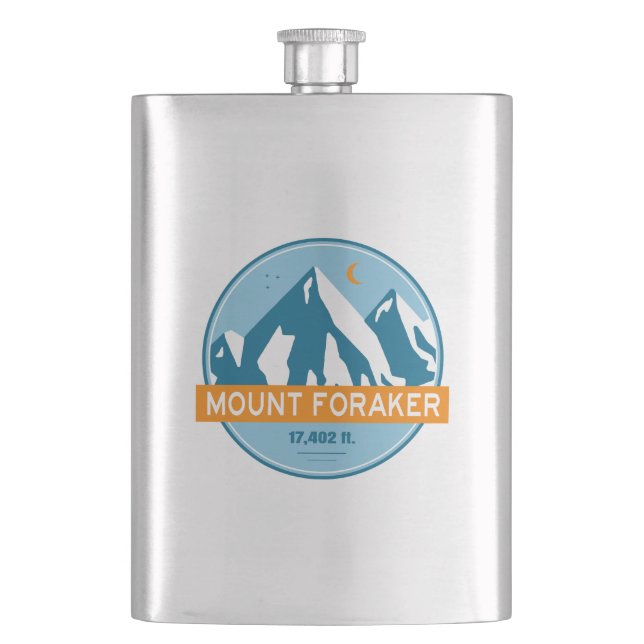 Mt. Foraker Alaska Stars Moon Flask (Front)