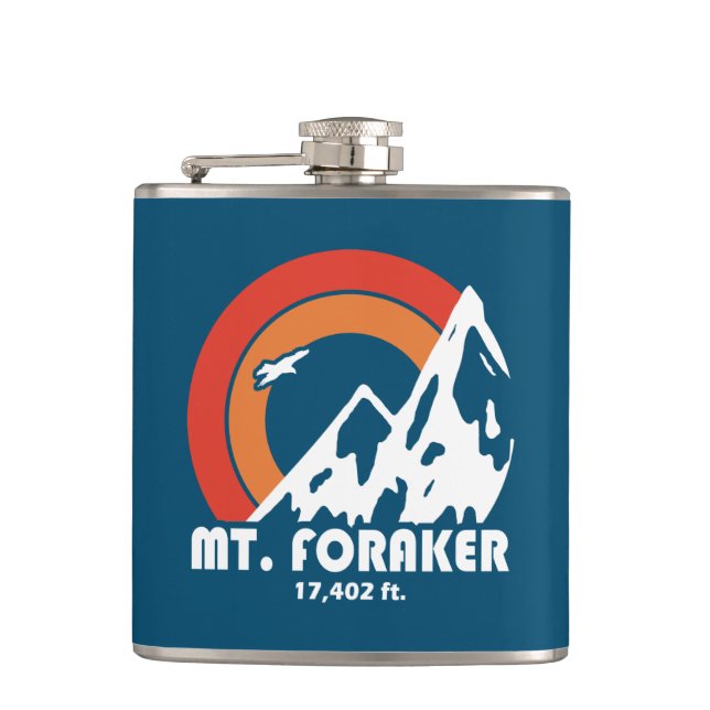 Mt. Foraker Alaska Sun Eagle Flask (Front)