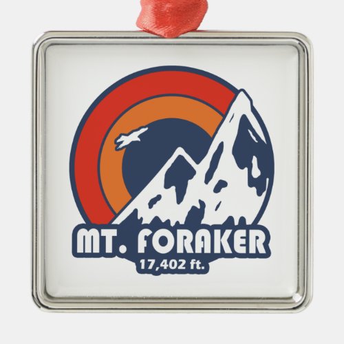 Mt Foraker Alaska Sun Eagle Metal Ornament