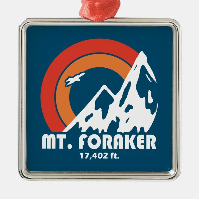 Mt. Foraker Alaska Sun Eagle Metal Ornament (Front)