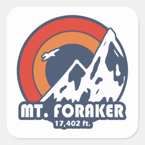 Mt Foraker Alaska Sun Eagle Square Sticker