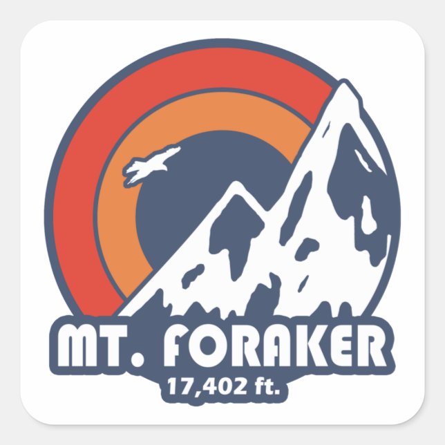Mt. Foraker Alaska Sun Eagle Square Sticker (Front)