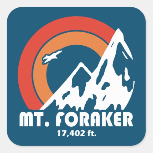 Mt Foraker Alaska Sun Eagle Square Sticker