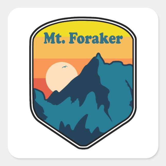 Mt. Foraker Alaska Sunrise Square Sticker (Front)
