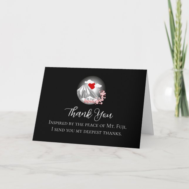 Mt. Fuji Abstract Landscape Horizontal Letterpress Thank You Card (Front)