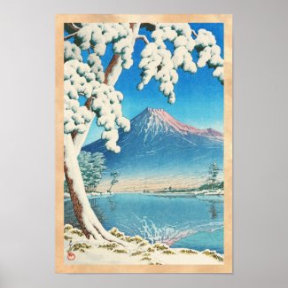 Mt. Fuji After Snow Hasui Kawase shin hanga scene Poster