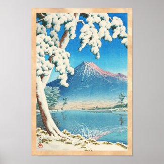 Mt. Fuji After Snow Hasui Kawase shin hanga scene Poster