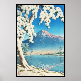 Mt. Fuji After Snow Hasui Kawase shin hanga scene Poster