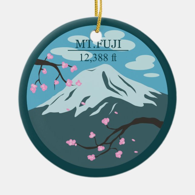 Mt. Fuji Altitude Ceramic Ornament (Front)