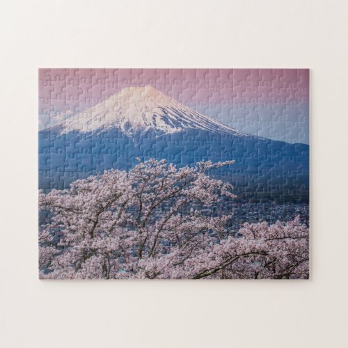 Mt Fuji and Cherry Blossoms Jigsaw Puzzle