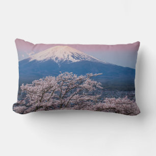 Mt Fuji and Cherry Blossoms Lumbar Pillow