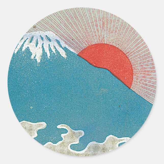 Mt. Fuji And Sun Vintage Japanese Silk Label (Front)