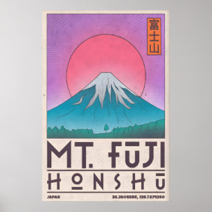 Mt Fuji Art Print Minimalist Travel Poster in