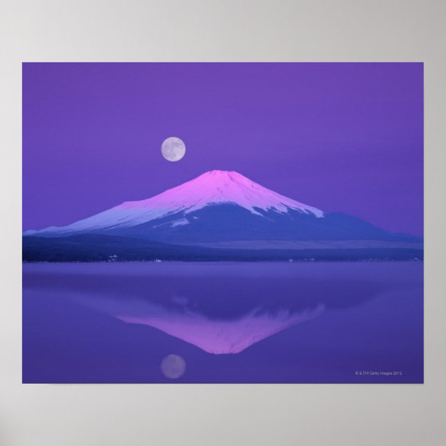 Mt. Fuji Below Moon Poster (Front)