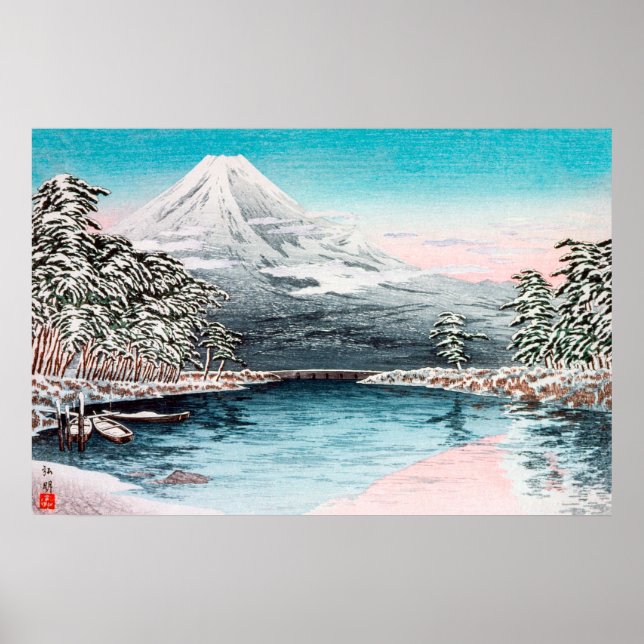 Mt. Fuji from Tagonoura, Snow Scene Poster (Front)