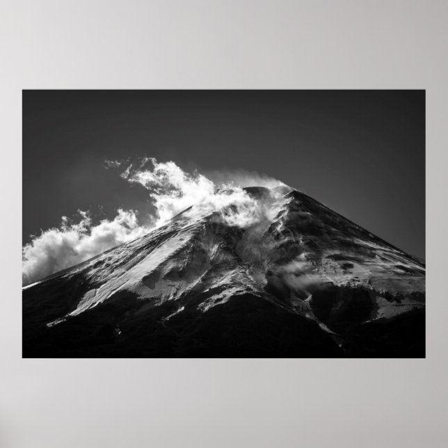 Mt. Fuji in Black and White Poster (Front)