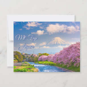 Mt. Fuji Japan River, Cherry Blossom Spring  Postcard
