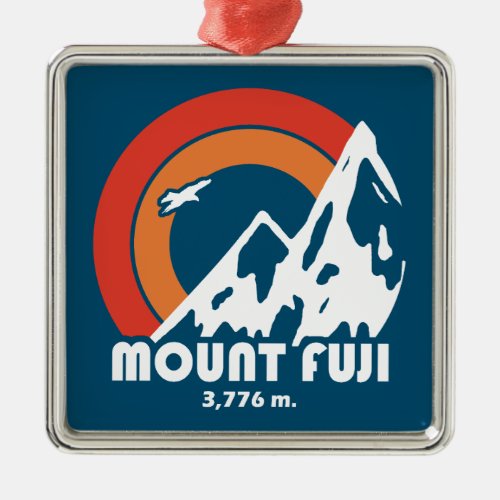 Mt Fuji Japan Sun Eagle Metal Ornament
