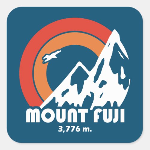 Mt Fuji Japan Sun Eagle Square Sticker