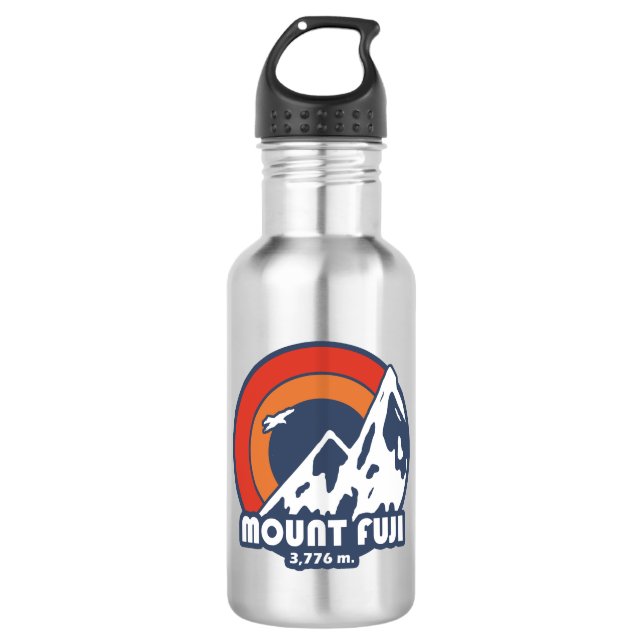 Mt. Fuji Japan Sun Eagle Stainless Steel Water Bottle (Front)