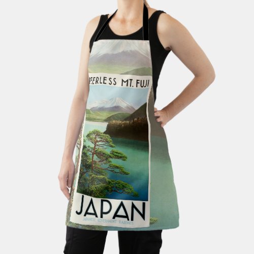 Mt Fuji Japan Travel Poster Vintage Art Apron