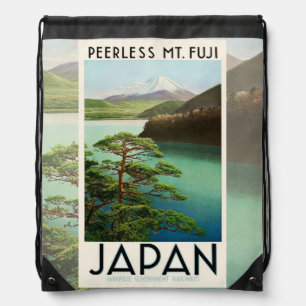 Mt Fuji Japan Travel Poster Vintage Art Drawstring Bag