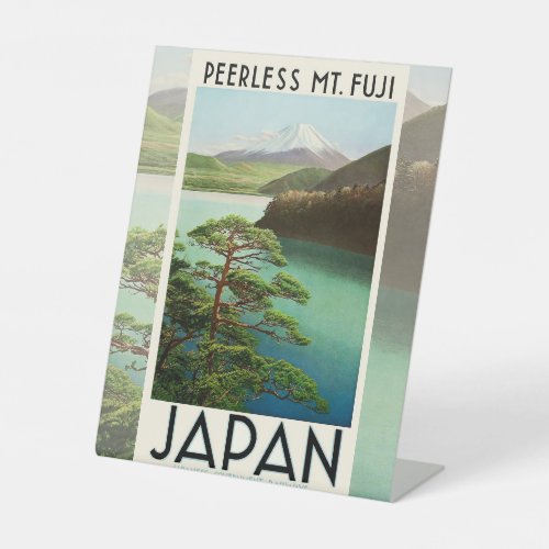 Mt Fuji Japan Travel Poster Vintage Art Pedestal Sign