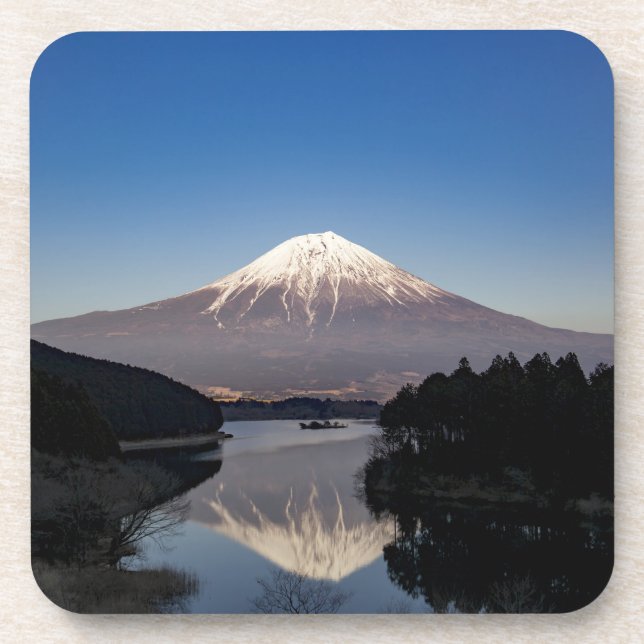 Mt Fuji Lake Reflection Beverage Coaster (Front)