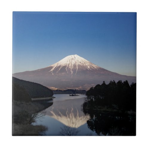 Mt Fuji Lake Reflection Ceramic Tile