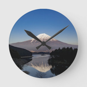 Mt Fuji Lake Reflection Round Clock