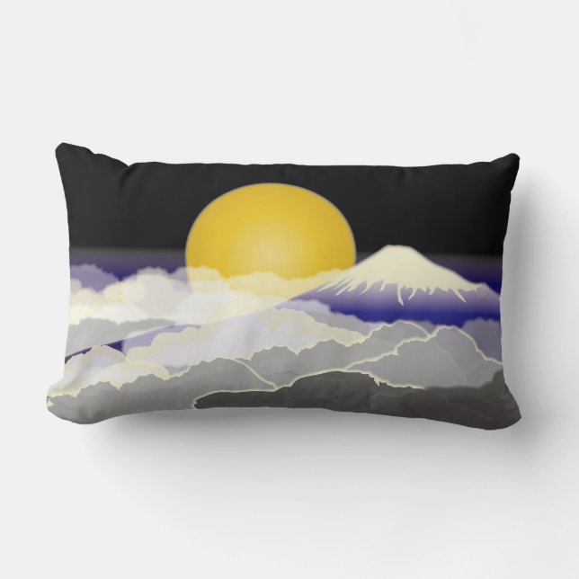 Mt.FUJI  &  MOON Japan Lumbar Pillow (Front)