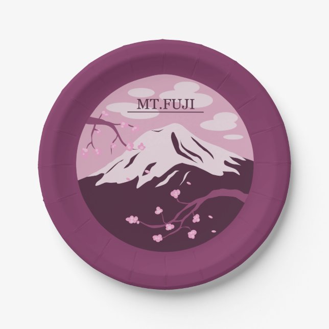 Mt. Fuji (Pink) Paper Plates (Front)