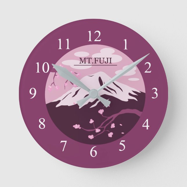 Mt. Fuji (Pink) Round Clock (Front)