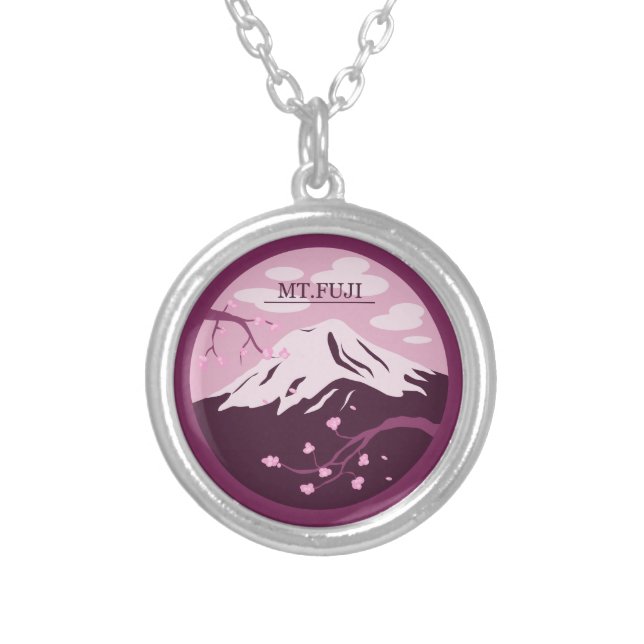 Mt. Fuji (Pink) Silver Plated Necklace (Front)