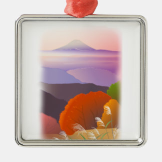 Mt. Fuji Reflected in the Morning Sun Metal Ornament