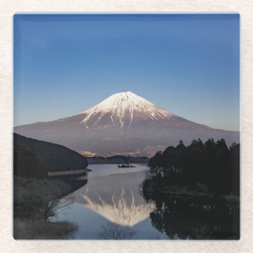 Mt Fuji Reflection in Lake Glass Coaster