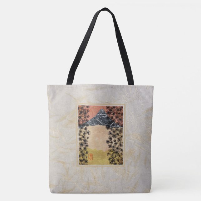 Mt. Fuji Sturdy Brushed Polyester Shoulder Tote Bag (Front)