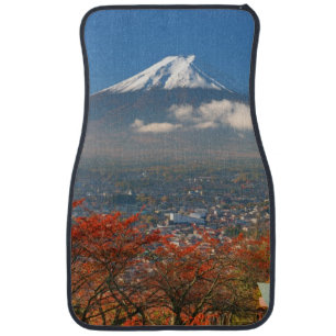 Mt. Fuji viewed from behind Chureito Pagoda Car Mat