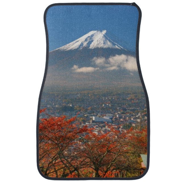 Mt. Fuji viewed from behind Chureito Pagoda Car Mat (Front)
