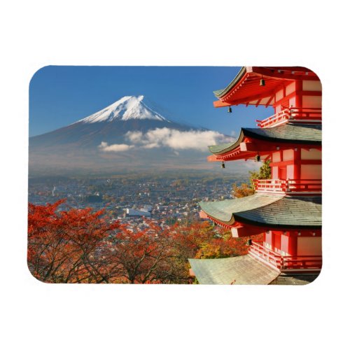 Mt Fuji viewed from behind Chureito Pagoda Magnet