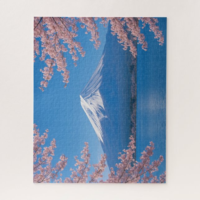 Mt. Fuji with Cherry Blossoms in Full Bloom Jigsaw Puzzle (Vertical)