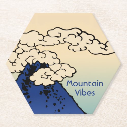 Mt. Fuji with Clouds Add Your Name Paper Coaster