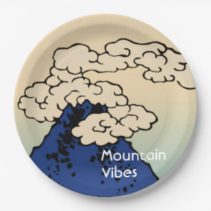 Mt. Fuji with Clouds Add Your Name Paper Plates