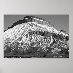 Mt. Garfield in Winter Black and White Photo Poster