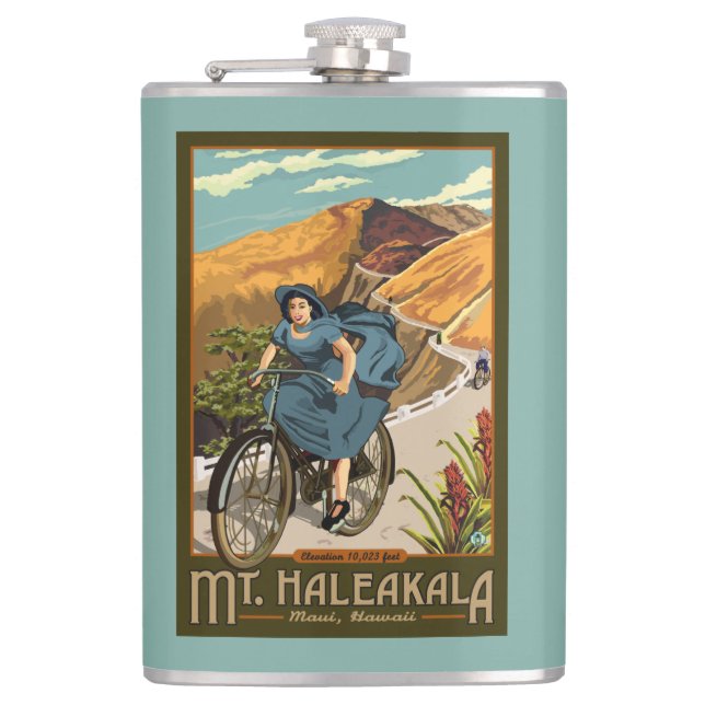 Mt. Haleakala Bicycle Rides Hawaii Flask (Front)
