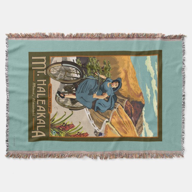 Mt. Haleakala Bicycle Rides Hawaii Throw Blanket (Front)