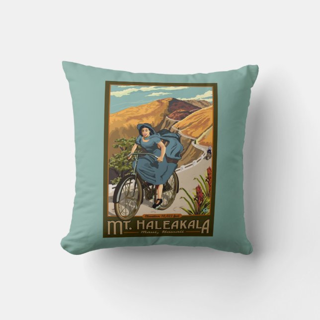 Mt. Haleakala Bicycle Rides Hawaii Throw Pillow (Front)