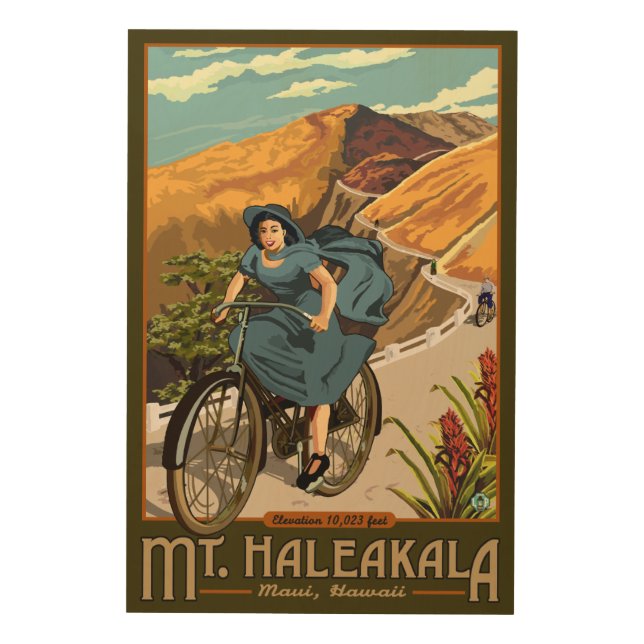 Mt. Haleakala Bicycle Rides Hawaii Wood Wall Decor (Front)