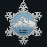 Mt. Hood, Oregon Snowflake Pewter Christmas Ornament<br><div class="desc">View of a snow covered Mt. Hood,  in Oregon.  Words below: "Mt. Hood,  Oregon"</div>