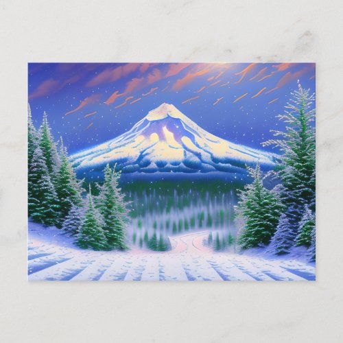 Mt Hood Snow Landscape Postcard